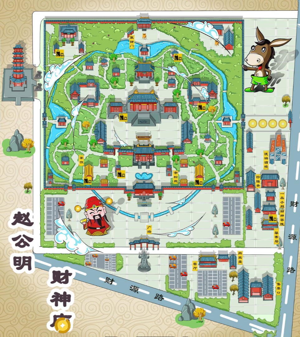 隆阳寺庙类手绘地图